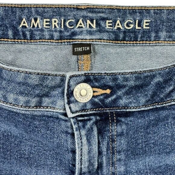American Eagle Mom Jeans 16 R Women’s High Waisted Relaxed Fit Denim Dark Wash - Picture 10 of 12